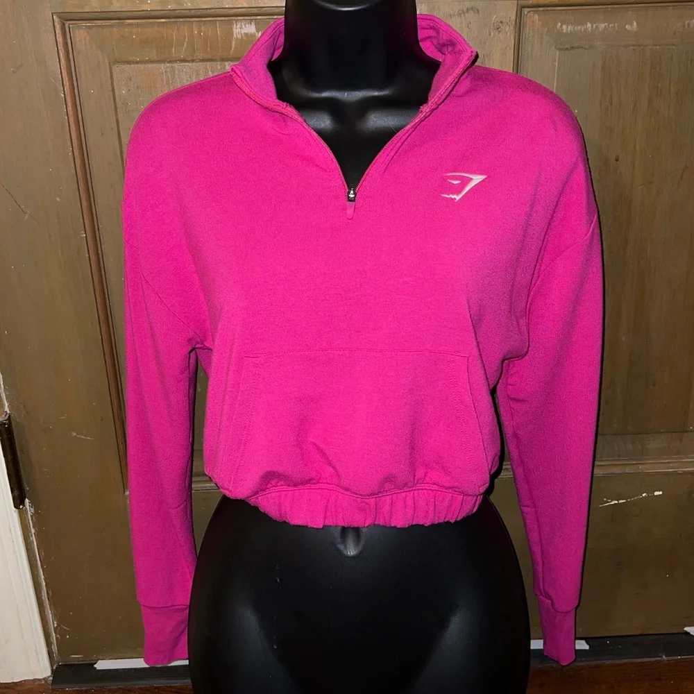 Gymshark Dragon Pink Workout Training Pippa Cropped Quarter-Zip Pullover Size XS - Picture 5 of 12